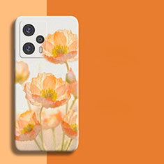 Silikon Hülle Handyhülle Gummi Schutzhülle Blumen für Xiaomi Poco F5 5G Orange
