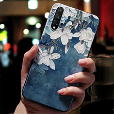 Silikon Hülle Handyhülle Gummi Schutzhülle Blumen S01 für Huawei Nova 5T Blau