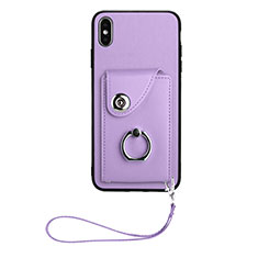 Silikon Hülle Handyhülle Gummi Schutzhülle Flexible Leder Tasche BF1 für Apple iPhone X Violett