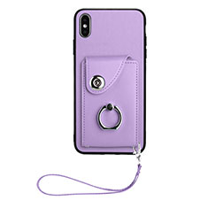 Silikon Hülle Handyhülle Gummi Schutzhülle Flexible Leder Tasche BF1 für Apple iPhone Xs Violett