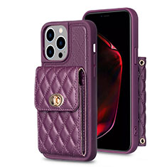 Silikon Hülle Handyhülle Gummi Schutzhülle Flexible Leder Tasche BF2 für Apple iPhone 13 Pro Violett