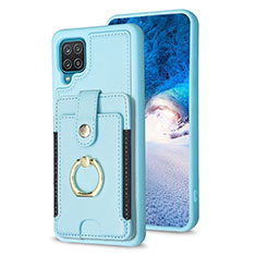 Silikon Hülle Handyhülle Gummi Schutzhülle Flexible Leder Tasche BF2 für Samsung Galaxy A12 Hellblau
