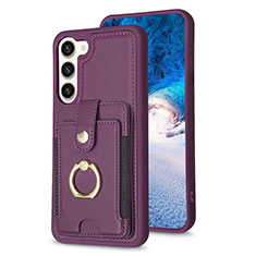 Silikon Hülle Handyhülle Gummi Schutzhülle Flexible Leder Tasche BF2 für Samsung Galaxy S22 5G Violett