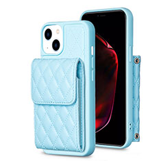 Silikon Hülle Handyhülle Gummi Schutzhülle Flexible Leder Tasche BF3 für Apple iPhone 14 Plus Blau