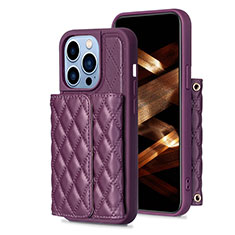 Silikon Hülle Handyhülle Gummi Schutzhülle Flexible Leder Tasche BF3 für Apple iPhone 15 Pro Violett