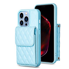 Silikon Hülle Handyhülle Gummi Schutzhülle Flexible Leder Tasche BF4 für Apple iPhone 15 Pro Blau