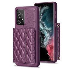 Silikon Hülle Handyhülle Gummi Schutzhülle Flexible Leder Tasche BF4 für Samsung Galaxy A52s 5G Violett