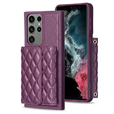 Silikon Hülle Handyhülle Gummi Schutzhülle Flexible Leder Tasche BF5 für Samsung Galaxy S23 Ultra 5G Violett