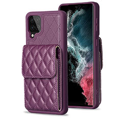 Silikon Hülle Handyhülle Gummi Schutzhülle Flexible Leder Tasche BF6 für Samsung Galaxy A12 Violett