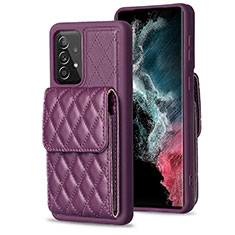 Silikon Hülle Handyhülle Gummi Schutzhülle Flexible Leder Tasche BF6 für Samsung Galaxy A52s 5G Violett