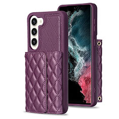 Silikon Hülle Handyhülle Gummi Schutzhülle Flexible Leder Tasche BF6 für Samsung Galaxy S22 5G Violett