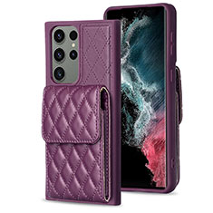 Silikon Hülle Handyhülle Gummi Schutzhülle Flexible Leder Tasche BF6 für Samsung Galaxy S23 Ultra 5G Violett