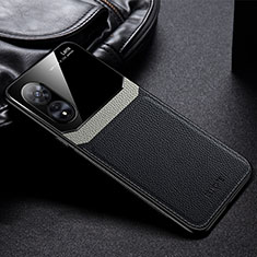 Silikon Hülle Handyhülle Gummi Schutzhülle Flexible Leder Tasche FL1 für Oppo A58 5G Schwarz