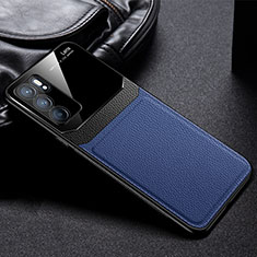 Silikon Hülle Handyhülle Gummi Schutzhülle Flexible Leder Tasche FL1 für Oppo Reno6 5G Blau