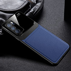 Silikon Hülle Handyhülle Gummi Schutzhülle Flexible Leder Tasche FL1 für Oppo Reno6 Pro 5G India Blau