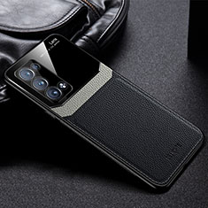Silikon Hülle Handyhülle Gummi Schutzhülle Flexible Leder Tasche FL1 für Oppo Reno6 Pro 5G Schwarz