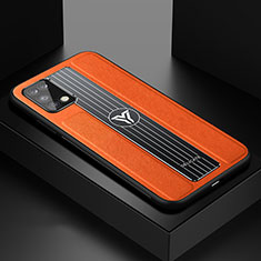 Silikon Hülle Handyhülle Gummi Schutzhülle Flexible Leder Tasche FL1 für Samsung Galaxy A02s Orange