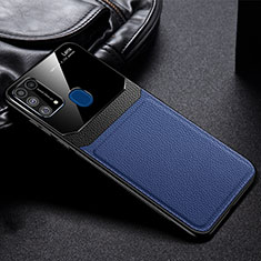 Silikon Hülle Handyhülle Gummi Schutzhülle Flexible Leder Tasche FL1 für Samsung Galaxy M21s Blau