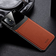 Silikon Hülle Handyhülle Gummi Schutzhülle Flexible Leder Tasche FL1 für Samsung Galaxy M51 Braun