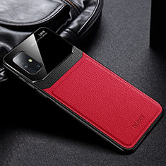 Silikon Hülle Handyhülle Gummi Schutzhülle Flexible Leder Tasche FL1 für Samsung Galaxy M51 Rot