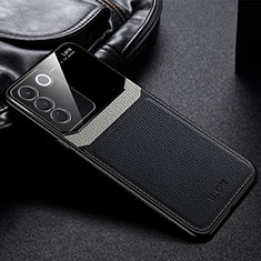 Silikon Hülle Handyhülle Gummi Schutzhülle Flexible Leder Tasche FL1 für Vivo V27e 5G Schwarz