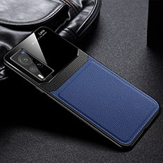 Silikon Hülle Handyhülle Gummi Schutzhülle Flexible Leder Tasche FL1 für Vivo X60 Pro 5G Blau
