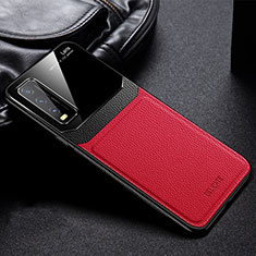 Silikon Hülle Handyhülle Gummi Schutzhülle Flexible Leder Tasche FL1 für Vivo Y11s Rot
