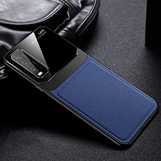 Silikon Hülle Handyhülle Gummi Schutzhülle Flexible Leder Tasche FL1 für Vivo Y20 Blau