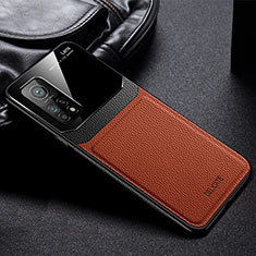 Silikon Hülle Handyhülle Gummi Schutzhülle Flexible Leder Tasche FL1 für Xiaomi Mi 10T 5G Braun