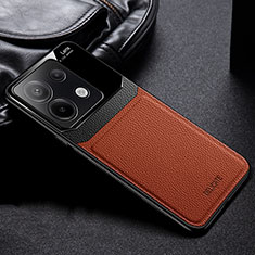Silikon Hülle Handyhülle Gummi Schutzhülle Flexible Leder Tasche FL1 für Xiaomi Redmi Note 13 Pro 5G Braun
