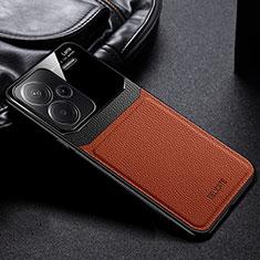 Silikon Hülle Handyhülle Gummi Schutzhülle Flexible Leder Tasche FL1 für Xiaomi Redmi Note 13 Pro+ Plus 5G Braun