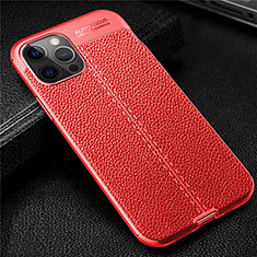 Silikon Hülle Handyhülle Gummi Schutzhülle Flexible Leder Tasche für Apple iPhone 12 Pro Rot