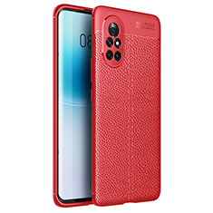 Silikon Hülle Handyhülle Gummi Schutzhülle Flexible Leder Tasche für Huawei Nova 8 5G Rot