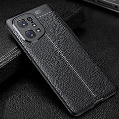 Silikon Hülle Handyhülle Gummi Schutzhülle Flexible Leder Tasche für Oppo Find X5 5G Schwarz