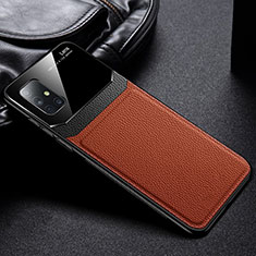 Silikon Hülle Handyhülle Gummi Schutzhülle Flexible Leder Tasche für Samsung Galaxy A71 5G Braun