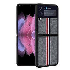 Silikon Hülle Handyhülle Gummi Schutzhülle Flexible Leder Tasche für Samsung Galaxy Z Flip3 5G Grau