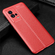 Silikon Hülle Handyhülle Gummi Schutzhülle Flexible Leder Tasche für Vivo iQOO 8 5G Rot