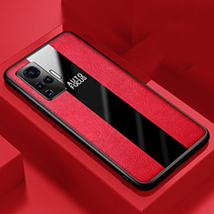 Silikon Hülle Handyhülle Gummi Schutzhülle Flexible Leder Tasche für Vivo X50 Pro 5G Rot