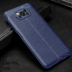 Silikon Hülle Handyhülle Gummi Schutzhülle Flexible Leder Tasche für Xiaomi Poco X3 Blau