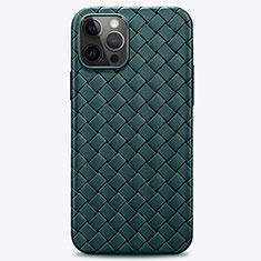 Silikon Hülle Handyhülle Gummi Schutzhülle Flexible Leder Tasche H01 für Apple iPhone 12 Pro Max Grün