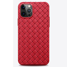 Silikon Hülle Handyhülle Gummi Schutzhülle Flexible Leder Tasche H01 für Apple iPhone 12 Pro Rot