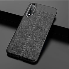 Silikon Hülle Handyhülle Gummi Schutzhülle Flexible Leder Tasche H01 für Huawei Nova 5 Schwarz