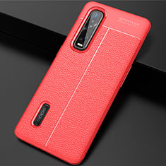 Silikon Hülle Handyhülle Gummi Schutzhülle Flexible Leder Tasche H01 für Oppo Find X2 Pro Rot