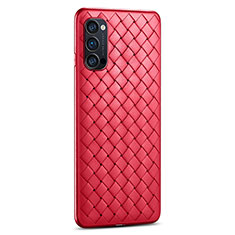Silikon Hülle Handyhülle Gummi Schutzhülle Flexible Leder Tasche H01 für Oppo Reno4 5G Rot