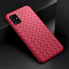 Silikon Hülle Handyhülle Gummi Schutzhülle Flexible Leder Tasche H01 für Samsung Galaxy A51 5G Rot
