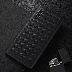 Silikon Hülle Handyhülle Gummi Schutzhülle Flexible Leder Tasche H01 für Samsung Galaxy Note 10 5G Schwarz