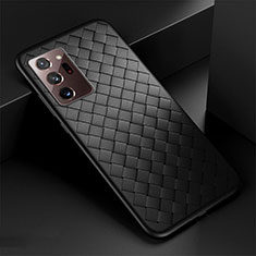 Silikon Hülle Handyhülle Gummi Schutzhülle Flexible Leder Tasche H01 für Samsung Galaxy Note 20 Ultra 5G Schwarz