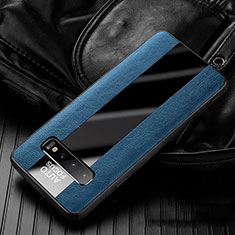 Silikon Hülle Handyhülle Gummi Schutzhülle Flexible Leder Tasche H01 für Samsung Galaxy S10 5G Blau