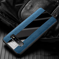 Silikon Hülle Handyhülle Gummi Schutzhülle Flexible Leder Tasche H01 für Samsung Galaxy S10 Plus Blau