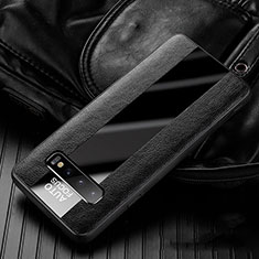 Silikon Hülle Handyhülle Gummi Schutzhülle Flexible Leder Tasche H01 für Samsung Galaxy S10 Schwarz